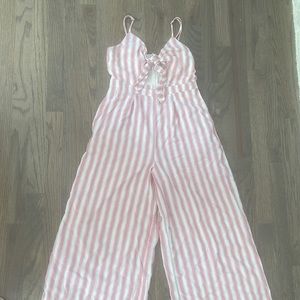 Pink and white striped jumpsuit- Forever 21